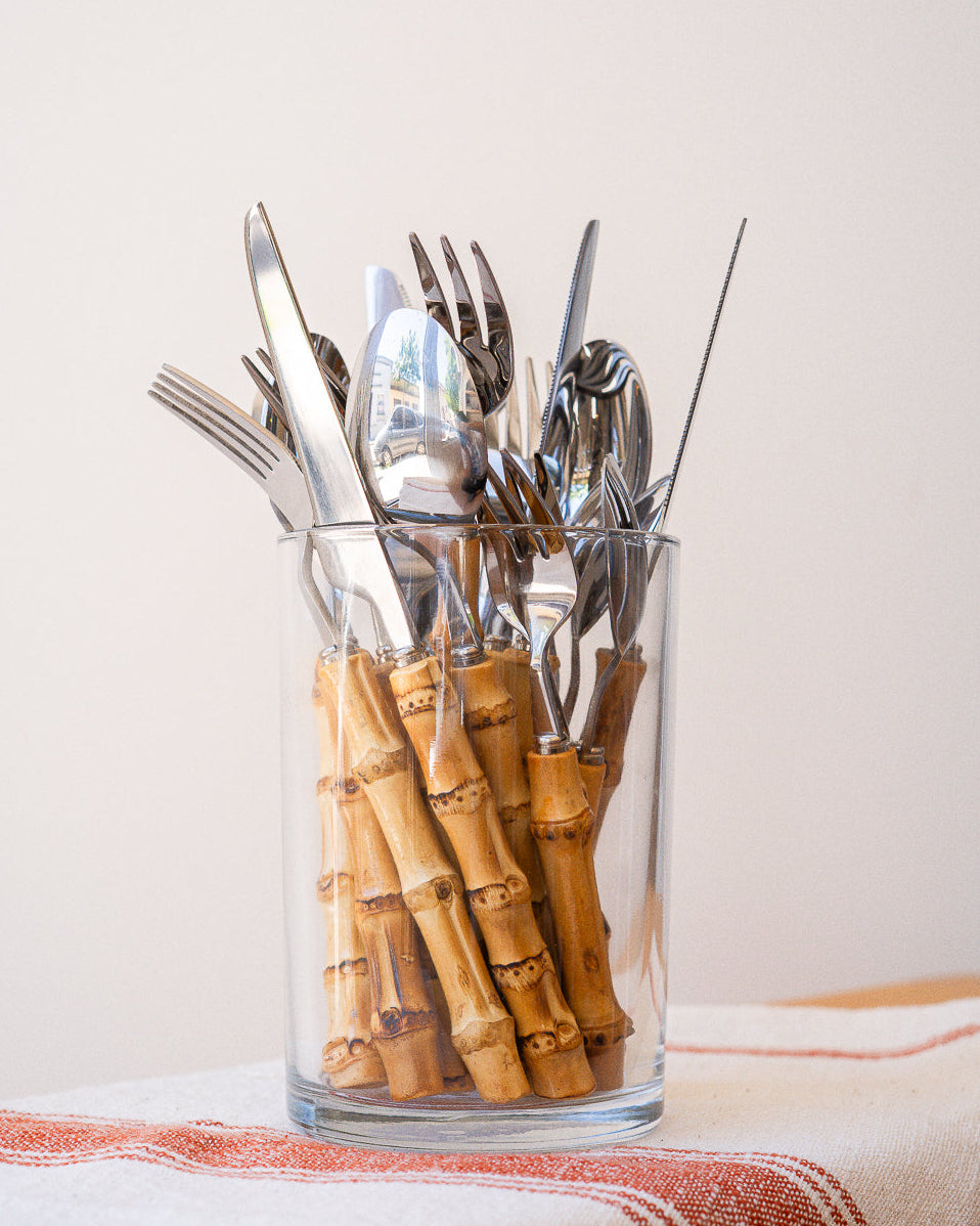 20 piezas bambú y acero inoxidable